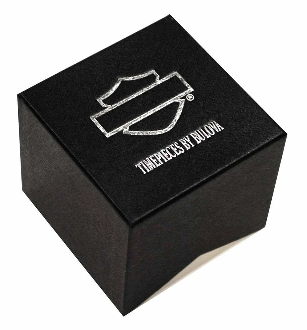 Bulova Jewelry Harley-Davidson® Women's Crystal Willie G Skull Logo Watch, Black Finish 78L125 4 Bulova Jewelry Harley-Davidson® Women's Crystal Willie G Skull Logo Watch, Black Finish 78L125