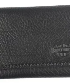 Leather Source Accessory Wallets & Chains Harley-Davidson® Men's Gunmetal Bar & Shield Leather Tri-Fold Wallet GM6549L-BLACK