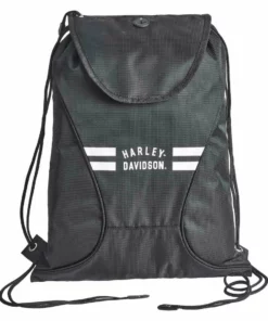 Athalon Backpacks Harley-Davidson® Sling Backpack, Sport Cloth Drawstring Bag - Off-White/Black