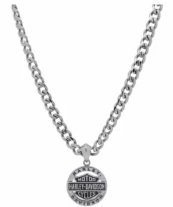 MOD Jewelry & Watches Harley-Davidson® Men's Stainless Steel Bar & Shield Circle Necklace HSN0041-22