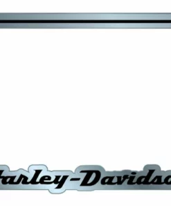 Chroma Harley-Davidson® H-D Script Motorcycle License Plate Frame, Premium Metal- Silver Cg42901