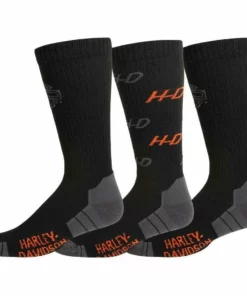 Wolverine Harley-Davidson® Men's 3-Pack Design Performance Crew Riding Socks, Black