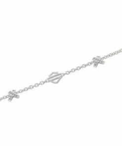 MOD Jewelry Harley-Davidson® Women's Criss Cross Crystal Bar & Shield Sterling Silver Bracelet