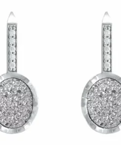 MOD Harley-Davidson® Women's Oval Drusy Bling Drop Earrings - Silver Center HDE0522 Jewelry