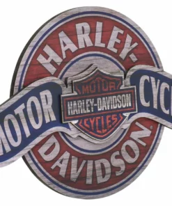 Ande Rooney Harley-Davidson® Wooden Pub Sign, Distressed Motorcycles Banner, 22 X 14 Inches Home