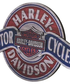Ande Rooney Harley-Davidson® Wooden Pub Sign, Distressed Motorcycles Banner, 22 X 14 Inches Home