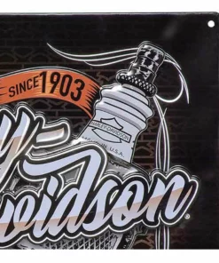 Ande Rooney Harley-Davidson® Rectangle Tin Sign, Embossed Spark Plug Design, 15.75 X 12 Inch HDL-15532