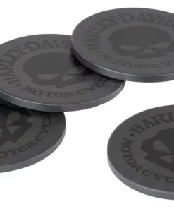 Ace Branded Home Harley-Davidson® Willie G Skull Stone Coaster Set, 4 Pack - Matte Black HDL-18590