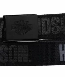 American Accessories Harley-Davidson® Men's Fasten Up Adjustable Slide Buckle Cotton Belt, Black