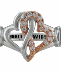 MOD Harley-Davidson® Women's Infinity Twist & Heart Ring, White/Rose Gold