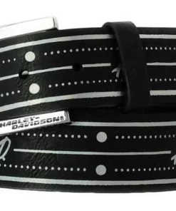 American Accessories Harley-Davidson® Women's Out Of Line Foiled Genuine Leather Belt, HDWBT11716-BLK