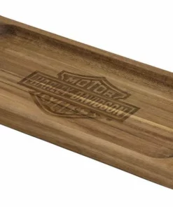 Ace Branded Home Harley-Davidson® Wooden Serving Board Engraved Bar & Shield Logo W/Leather Straps