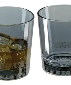 Ace Branded Harley-Davidson® Frosted H-D 12oz. Double Old Fashioned Set - Smoke Gray Home