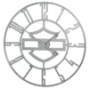 Ace Branded Harley-Davidson® Silhouette Bar & Shield Open Face Metal Wall Clock - Silver Home
