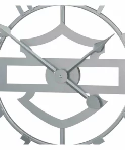 Ace Branded Harley-Davidson® Silhouette Bar & Shield Open Face Metal Wall Clock - Silver Home