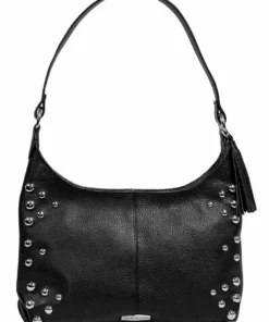 Leather Source Accessory Bags & Purses Harley-Davidson® Heavy Metal Studded Genuine Leather HOBO Purse - Black