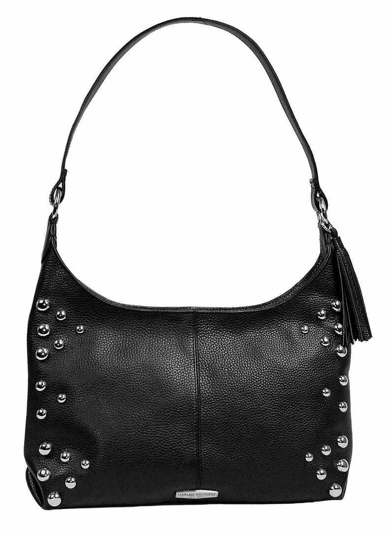 Leather Source Accessory Bags & Purses Harley-Davidson® Heavy Metal Studded Genuine Leather HOBO Purse - Black 3 Leather Source Accessory Bags & Purses Harley-Davidson® Heavy Metal Studded Genuine Leather HOBO Purse - Black