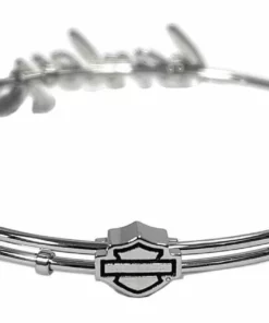 MOD Harley-Davidson® Women's Cursive Harley Bangle Bracelet, Stainless Steel HSB0133