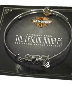 MOD Harley-Davidson® Women's Cursive Harley Bangle Bracelet, Stainless Steel HSB0133