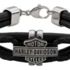 MOD Jewelry & Watches Harley-Davidson® Men's Vintage Bar & Shield Hardware & Leather Bracelet - Stainless Steel 2 MOD Jewelry & Watches Harley-Davidson® Men's Vintage Bar & Shield Hardware & Leather Bracelet - Stainless Steel