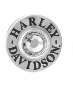 MOD Harley-Davidson® Women's Stainless Steel Silver Tone Small Round Clear Stone Rally Charm, HSC0107 Jewelry