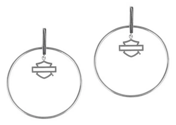 MOD Harley-Davidson® Women's Large Bar & Shield Stick Post Circle Steel Earrings, Silver Or Gold Jewelry 3 MOD Harley-Davidson® Women's Large Bar & Shield Stick Post Circle Steel Earrings, Silver Or Gold Jewelry