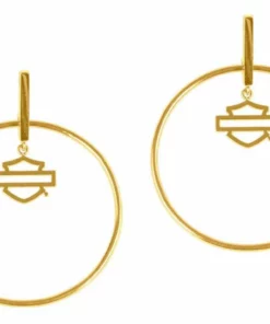 MOD Harley-Davidson® Women's Large Bar & Shield Stick Post Circle Steel Earrings, Silver Or Gold Jewelry
