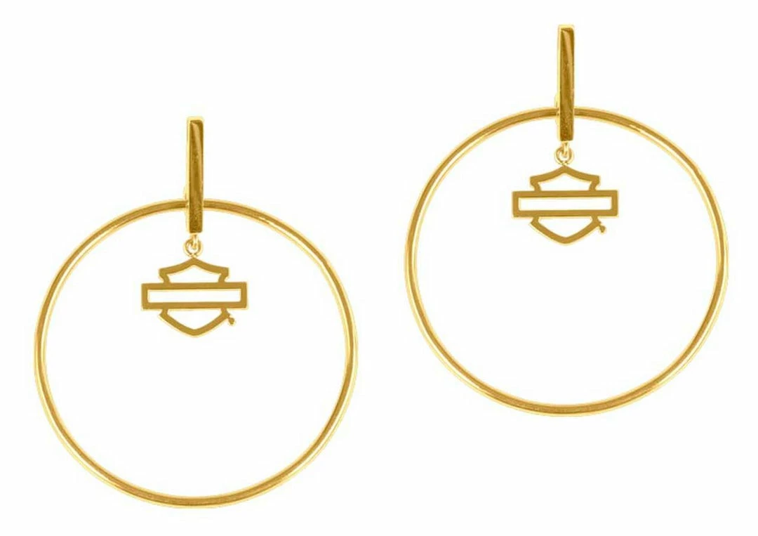 MOD Harley-Davidson® Women's Large Bar & Shield Stick Post Circle Steel Earrings, Silver Or Gold Jewelry 4 MOD Harley-Davidson® Women's Large Bar & Shield Stick Post Circle Steel Earrings, Silver Or Gold Jewelry