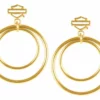 MOD Harley-Davidson® Women's Large Double Circle Bar & Shield Post Steel Earrings, Gold Or Silver Jewelry