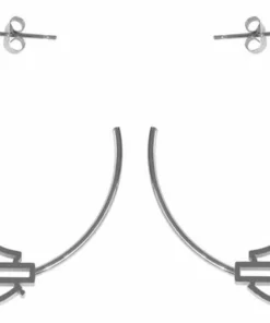 MOD Jewelry Harley-Davidson® Women's Large Bar & Shield Logo Hoop Earrings, Silver Or Gold