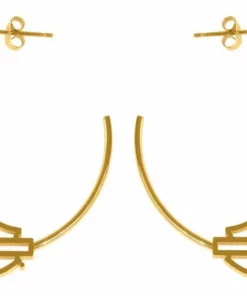 MOD Jewelry Harley-Davidson® Women's Large Bar & Shield Logo Hoop Earrings, Silver Or Gold