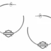 MOD Jewelry Harley-Davidson® Women's Medium Bar & Shield Logo Hoop Earrings, Silver Or Gold 2 MOD Jewelry Harley-Davidson® Women's Medium Bar & Shield Logo Hoop Earrings, Silver Or Gold