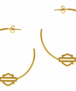 MOD Harley-Davidson® Women's Small Bar & Shield Logo Hoop Earrings, Silver Or Gold Jewelry