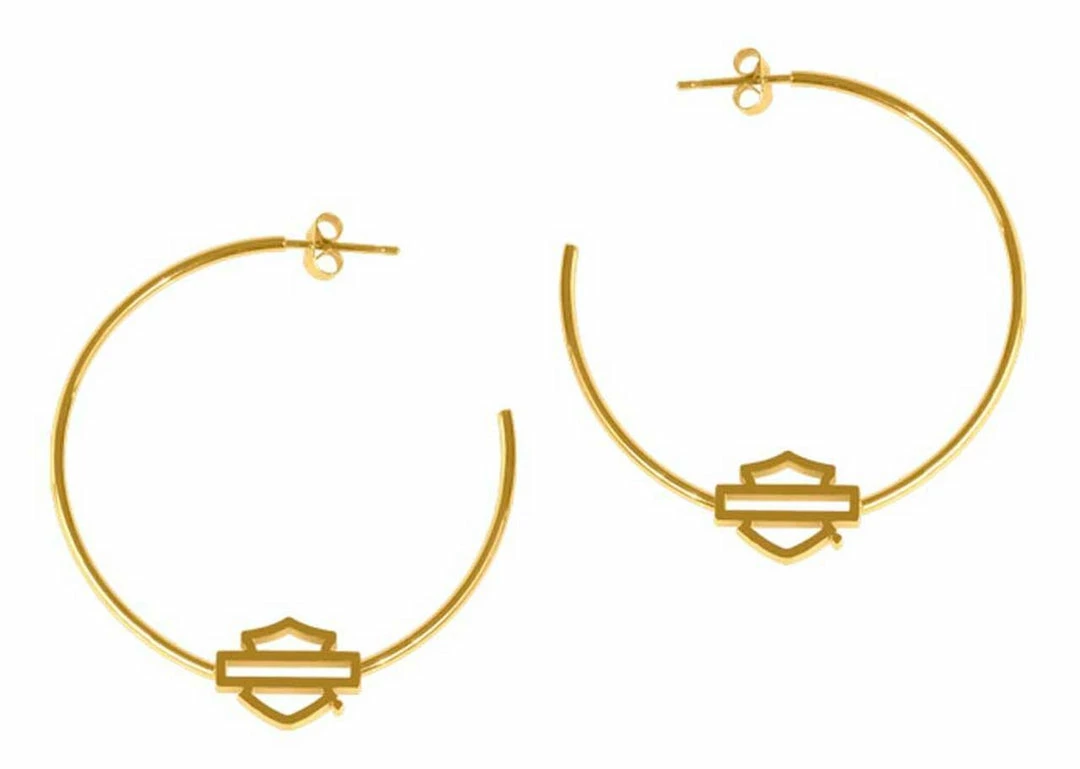 MOD Harley-Davidson® Women's Small Bar & Shield Logo Hoop Earrings, Silver Or Gold Jewelry 4 MOD Harley-Davidson® Women's Small Bar & Shield Logo Hoop Earrings, Silver Or Gold Jewelry