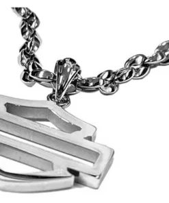 MOD Harley-Davidson® Men's Outline Bar & Shield Logo Necklace - Silver Stainless Steel, HSN0064