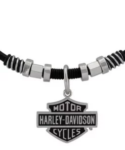 MOD Jewelry & Watches Harley-Davidson® Men's Nut & Coil B&S Pendent Leather Necklace, HSN0071