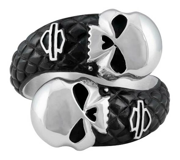 MOD Harley-Davidson® Men's Double Willie G Skull B&S Stainless Steel Metal Ring Jewelry & Watches 3 MOD Harley-Davidson® Men's Double Willie G Skull B&S Stainless Steel Metal Ring Jewelry & Watches