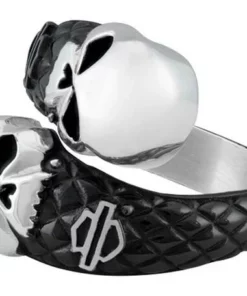 MOD Harley-Davidson® Men's Double Willie G Skull B&S Stainless Steel Metal Ring Jewelry & Watches