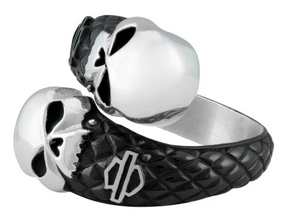 MOD Harley-Davidson® Men's Double Willie G Skull B&S Stainless Steel Metal Ring Jewelry & Watches 4 MOD Harley-Davidson® Men's Double Willie G Skull B&S Stainless Steel Metal Ring Jewelry & Watches