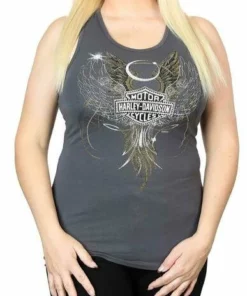 FCP Harley-Davidson® Women's Embellished Winged Round Neck Sleeveless Tank Top - Gray