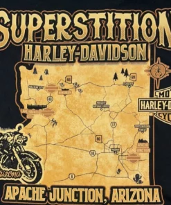 Superstition Harley-Davidson Dealership T-Shirts Harley-Davidson® Men's Bar & Shield Map Back Sleeveless Tee, Black