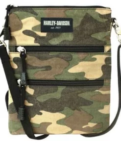 Leather Source Accessory Harley-Davidson® Camo Print Cotton Canvas Crossbody / Clip Bag Purse