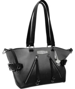 Leather Source Accessory Harley-Davidson® Ombre Effect Leather Satchel Purse - Gray & Black Handbags