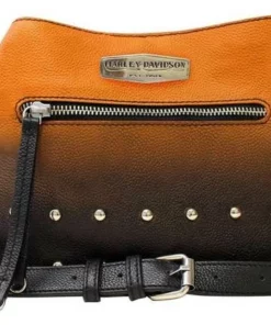 Leather Source Accessory Bags & Purses Harley-Davidson® Ombre Effect Leather Crossbody Purse, OL1435L-ORGBLK
