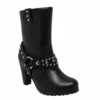 Daniel Smart Manufacturing Footwear DSM® Women's Leather Heeled Boot W/Studs, Black 8546