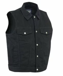 Daniel Smart Manufacturing DM970BK Snap Front Denim Vest- Black