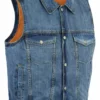 Daniel Smart Manufacturing DM979BU Snap/Zipper Front Denim Vest- Blue