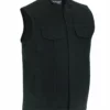 Daniel Smart Manufacturing Vests DM989BK Concealed Snap Closure, Denim Material, Scoop Collar & Hidden