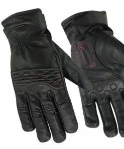 Daniel Smart Manufacturing DSM® Women's Leather Black & Pink Cruiser Gloves