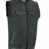 Daniel Smart Manufacturing DM901 Men's Leather/Denim Combo Vest Without Collar Vests